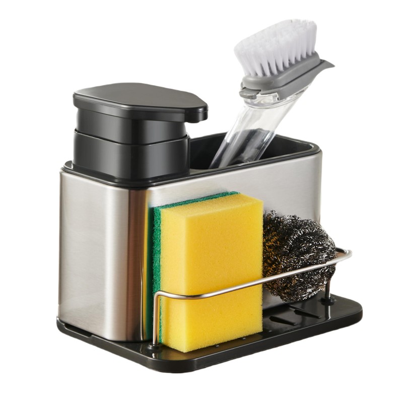 LIBODOUR Soap Dispenser for Kitchen & Bathroom Sink,3-in-1 Sponge Holder