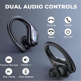 Audífonos Inalámbricos Deportivos, 75H Auriculares Bluetooth 5.3 HiFi Estéreo con HD Micró, ENC Cancelacion Ruido, Dual LED Pantalla, IPX7 Impermeable Auriculares Inalambricos para Running (Negro)