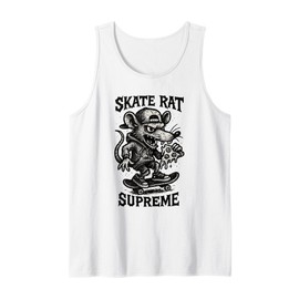 Vintage Skater Mouse Skate Rat Pizza Supreme Skating Meme Tank Top