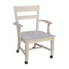 IC International Concepts, Solid Wood Dining Chair with Casters, Unfinished,