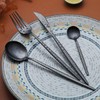 Kyraton Black Cutlery Set 24 Pieces, Stainless Steel Flatware Set,