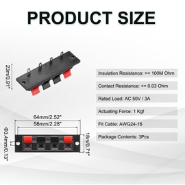 uxcell 4 Way Spring Terminal Clip Push Release Connector Plate Jack Socket Speaker Terminal Strip Block Speaker Jointing Clamp Test Clip WP4-7 2Pcs