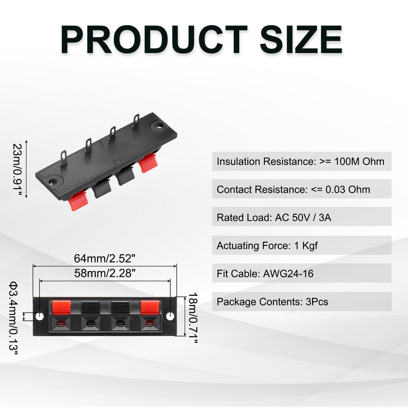 uxcell 4 Way Spring Terminal Clip Push Release Connector Plate