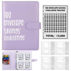 100 Envelopes Money Saving Challenge Binder, A5 Money Saving Binder Budget Planner, 100 Days Savings Book for Money Challenge, Save Binder Budget Binder with Cash Envelopes to Save €5050 Money Saving