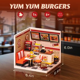 Rolife DIY Miniature House Kits Superworld Series Dollhouse Model Kits with Accessories Hobbies of Women Christmas Birthday Gift for Children and Adults (Yum Yum Burger)