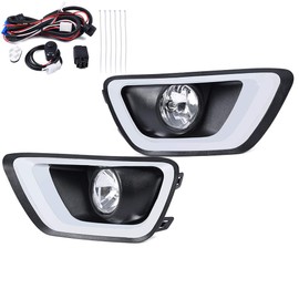 G-PLUS One Pair Clear Lens Driving Fog Light Lamps w/Chrome Trim Bezel Compatible With Chevy Colorado 2015-2019 Left and Right Sides