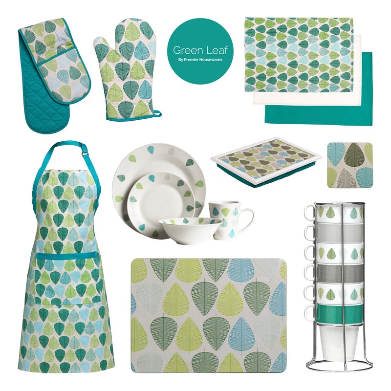 Premier Housewares 1203605 Leaf Coasters - Green, Set of 4,