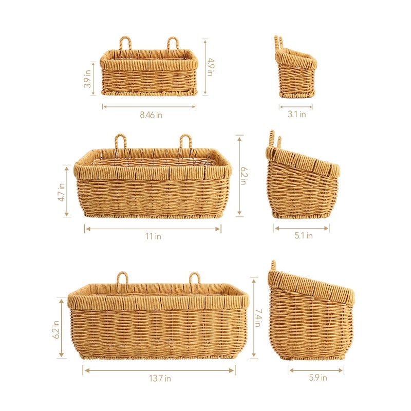 AceList Wall Hanging Basket, Boho Style Hand-Woven Hanging Storage Baskets