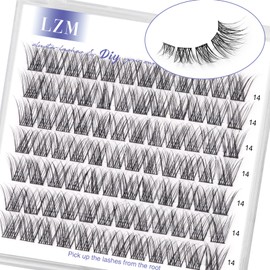 LZM Lashes Natural Look 84 Pieces Individual Lashes C Curl 8-14 mm DIY Lashes False Eyelashes Soft and Thin Band Wispy Cluster Lashes Cat Eye Lashes Long Lasting False Lashes (Moon 14 mm)