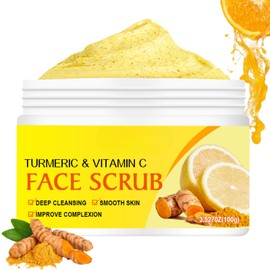 Vitamin C & Turmeric Face Scrub - Facial Scrub Exfoliating Clears Blackheads Improve Dark Spot Acne, Exfoliating Face Scrub, Face Exfoliator Scrub for Radiant Skin, Face & Body (100g)