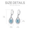 Aquamarine Blue Earrings for Women 925 Sterling Silver Teardrop Dangle
