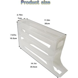 30 Eggs Egg Holder for Fridge,4 Tiers Egg Container,Auto-Rolling Organizer for Refrigerator,Space-Saving Egg Dispenser Holder,Fridge Egg Rack (White, 2pack)