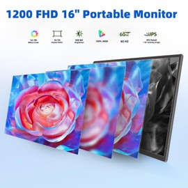 BOSII Portable Monitor for Laptops - Dual 16" IPS FHD 1200P Extended Dual Monitor for Laptop Compatible with Windows Mac Travel Work