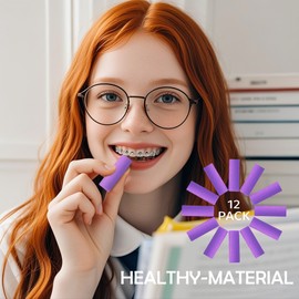 12 Pack Aligner Chewies, Orthodontic Aligner Chewies for Invisalign, Compatible with Invisalign Braces, Aligner, Retainer - Purple