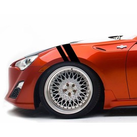 2 and 3 Inch Fender Hash Mark Bars Vinyl Racing Stripes Decals, Fits FR S and TC, Driver Side, Black
