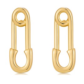 HESSAWELL Gold Safety Pin Earrings for Women Small Paper Clip Stud Earrings Trendy Earrings for Women Statement Jewelry