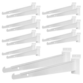 16 Pack Slatwall Knife Shelf Bracket, 10 inch Heavy Duty Shelf Bracket for Slat Wall, White Metal Slatwall Accessories with Lip for Slatwall Panels Shelving Display Household Commercial