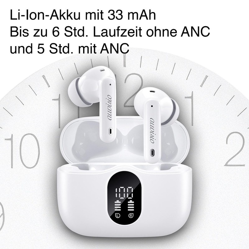 auvisio Wireless Sports Headphones: Wireless In-Ear Headphones with Charging Case,