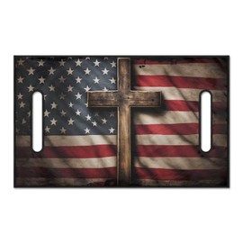 Yewattles American Flag Cross Golf Cart Seat Cover Outdoor for 2 Passenger Portable Folding Anti-Hot Club Car Seat Towel Essentials Easter Decorative Accessories