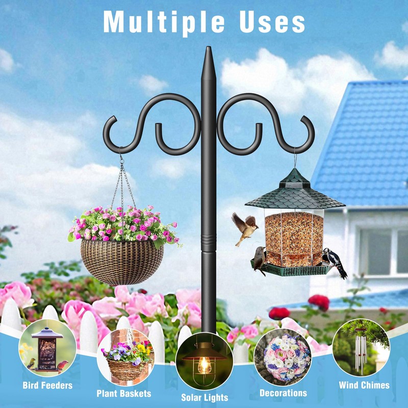 Double Shepherds Hooks for Outdoor, 108 Inch Heavy Duty Bird