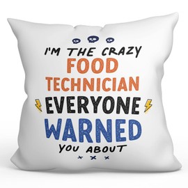 MUGFFINS FOOD TECHNICIAN Cushion Padding included - in English - Everyone warned you about - Funny gift - Pillow: cover and filling 15.7x15.7 inches