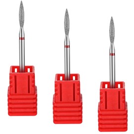 Kifmurase 3Pcs 5 in 1 Nail Drill Bits, 3/32'' Red Carbide Tungsten Bits for Nail, Two Way Rotate Professional Bits to Acrylic Nail Gel Fast Remove Polishing for Manicure Pedicure in Salon Home