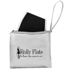 Women's Foldable Flats – Portable Ballet Slippers Shoes for Travel, Wedding – Fits in Purse with Expandable Tote Bag (M, Silver)