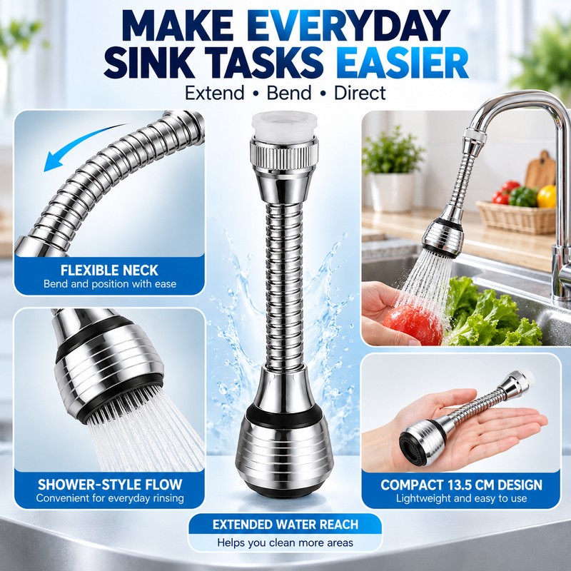 Flexible Faucet Extender for Kitchen Sink – Adjustable Spray Attachment