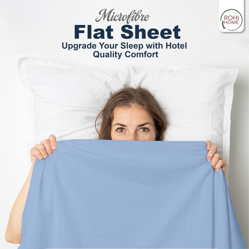 Rohi Microfibre Single Flat Sheet Sky Blue – Comfy Soft