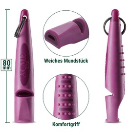 ACME Dog Whistle No. 210.5 (Update 2023) with Free Whistle Band in Matte Black, Alpha, Ideal for Callback, Long Range, Frequency Standardised (Purple)
