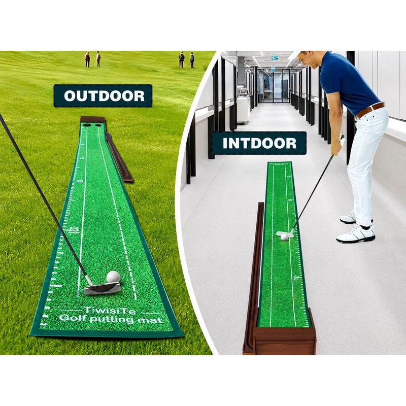 TiwisiTe Putting Green Indoor, 9.8 FT Golf Mat with Automatic