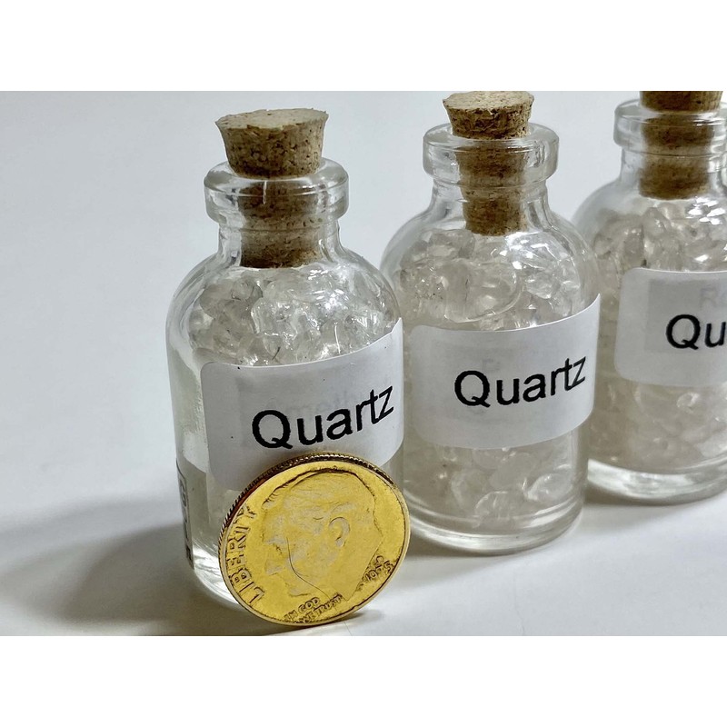  Crystal Clear Quartz Crystal Mini Gemstone Bottles, Many Different