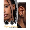 U7 Black Onyx Mens Earrings 925 Sterling Silver Round Black