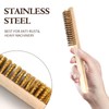 Axinost Wire Brush Set, Straight Brush, Brush with Wooden Handle,