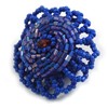 Avalaya 40mm Diameter/Blue Glass Bead Daisy Flower Flex Ring/Size M