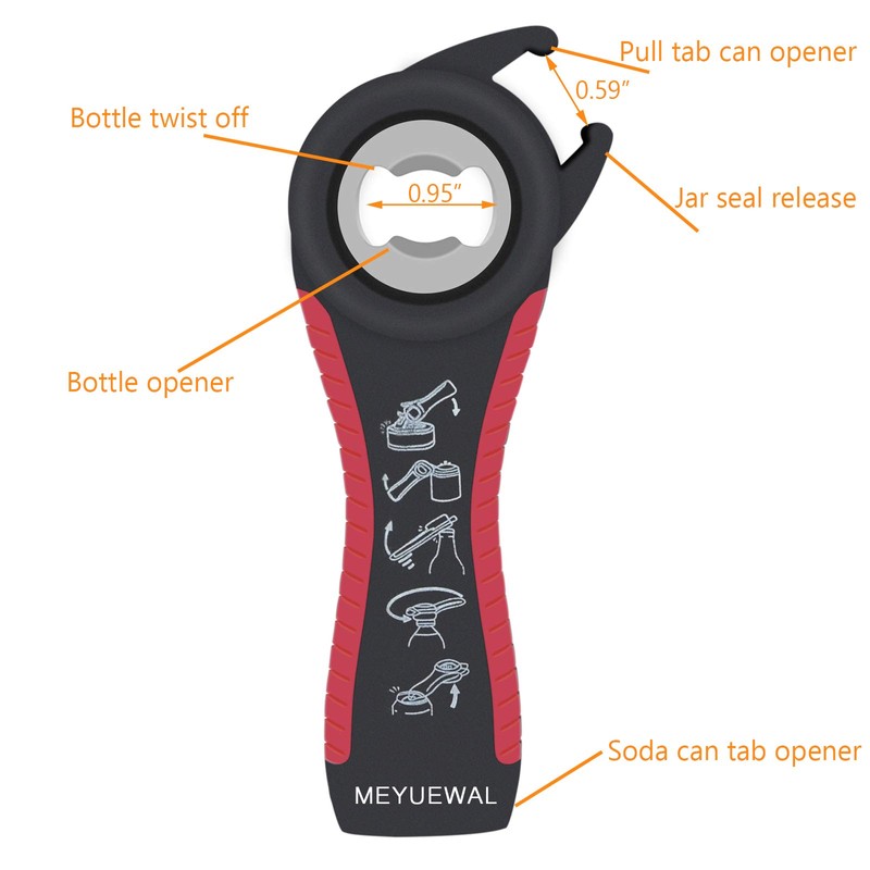 Jar Opener Bottle Opener for Weak Hands, 5 in 1