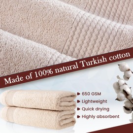 Turkish Bath Towels Set – 4 Pack Bathroom Set, Ultra Soft, Machine Washable, Highly Absorbent, 100% Cotton - 650 GSM Luxury Spa Quality - Pink