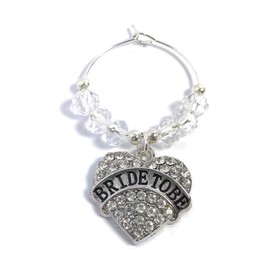 Libby's Market Place Rhinestoned Bride To Be Glass Charm with 4 Different Gift Options (White Velvet Gift Bag)