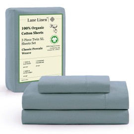 LANE LINEN 100% Organic Cotton Bed Sheets Extra Long Twin, Soft & Comfy Fully Elasticized Percale Perfect for Hospital Bed & Dorm Room, Low Pilling Machine Washable Twin XL Sheet- French Blue