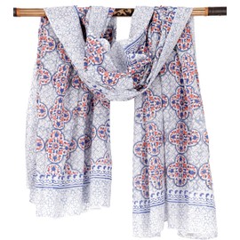 GURU SHOP Leichter Pareo, Sarong, Handbedrucktes Baumwolltuch, Herren/Damen, rot Kombination 16, Baumwolle, Size:One Size, 190x120 cm