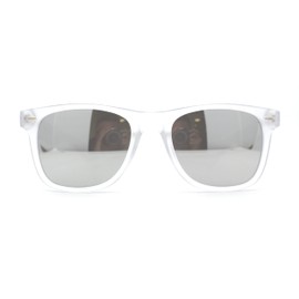 Matte Frost Neon Iconic Hipster Horn Rim Silver Mirror Sunglasses Clear