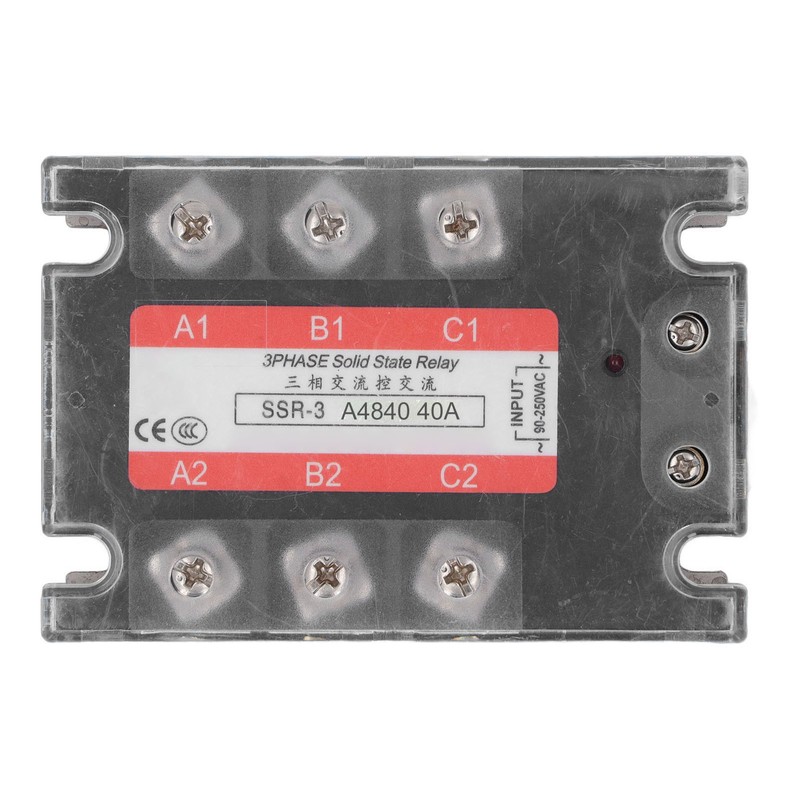 3 Phase Solid State Relay 40A LED Indicator Transparent Cover