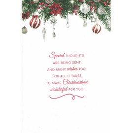 Christmas Card for Wife, Extra Large 8 Page Design, 12x8 Inches, Traditional xmas Wishes OE