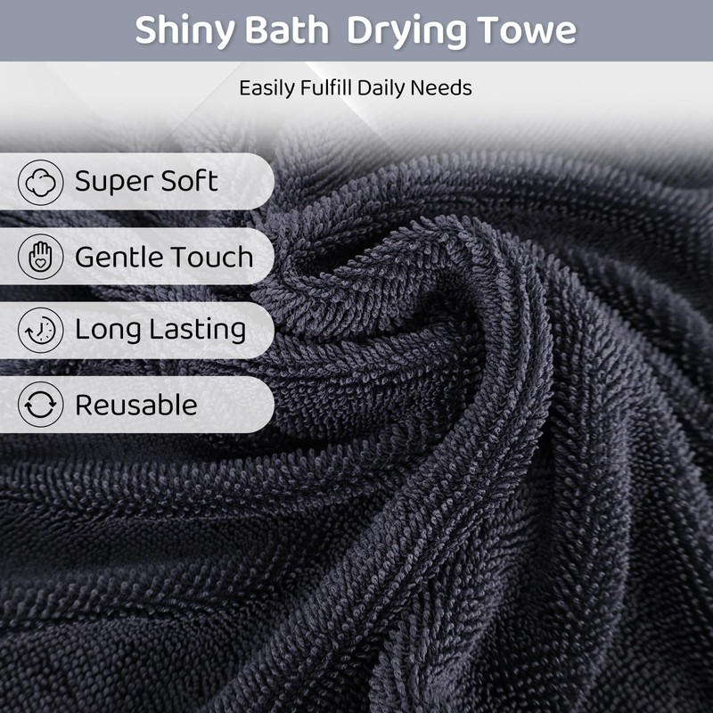 3PCS Shiny Bath Wipes Cleaning Cloths for Shower,Ultra Absorbent Microfiber