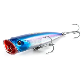 Dr.Fish Topwater Popper Saltwater Fishing Lures, 5.5 Inches GT Popper VMC Treble Hooks Surf Fishing Lures for Striper Pike Salmon Lures Bass Popper Fishing Plugs Offshore Blue/Purple