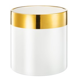 Modern Ceramic Kitchen Utensil Holder - White with Gold Rim with Non-Slip Base - Elegant Caddy for Cooking Tools and Serveware