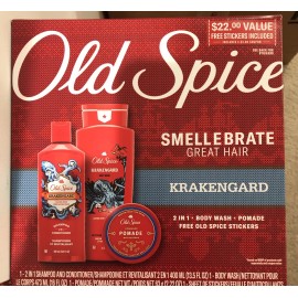 Old Spice Krakengard Body Wash, 2in1 Shampoo, Hair Pomade, Free Stickers