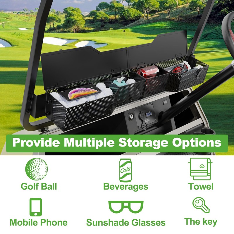 10L0L Golf Cart Front Inner Storage Basket with Cover for