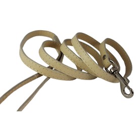 4-Foot Genuine Leather 1/2" Wide Dog Leash for Small Breeds (Beige)