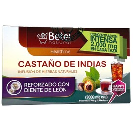 Premium Castanos de Indias (Horse Chestnut) Tea Reinforced with Dandelion by Betel Natural - Promotes Healthy Circulation - 24 Tea Bags